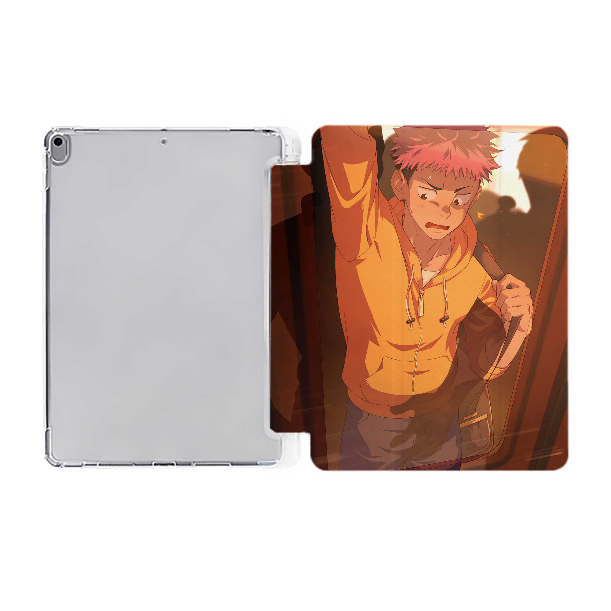 （画像用） 呪術廻戦 Jujutsu Kaisen IPad ケース ペン収納付き 三つ折りスタンド PUレザー×シリコン 対応機種9.5/10.5/10.9インチ